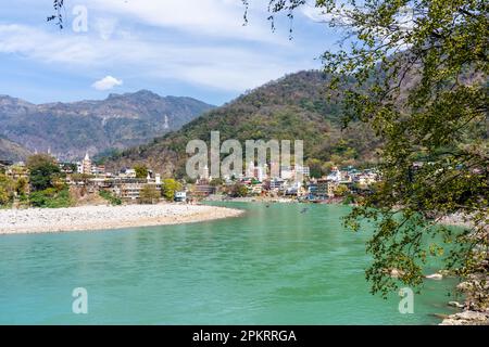 Rishikesh is a city in Dehradun district of Uttarakhand state in nothern India. It is known as the Yoga Capital of the World. High quality photo Stock Photo