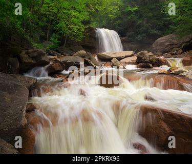 Douglas Falls in spring near Thomas, West Virginia Stock Photo