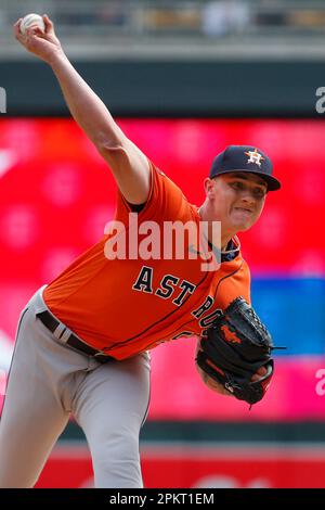 Houston Astros Starting Pitcher Hunter Brown Throws To The Minnesota ...