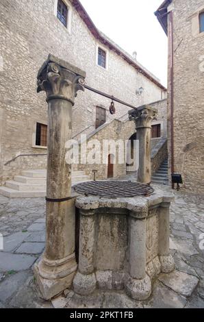 Piccolomini Castle of Capestrano (AQ - 15th-century marble well ...