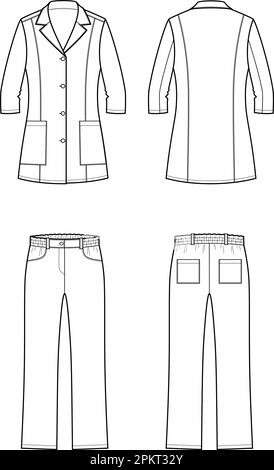 Womens medical suit. Fashion CAD. Stock Vector