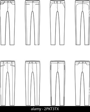 Womens skinny pants. Fashion CAD. Stock Vector