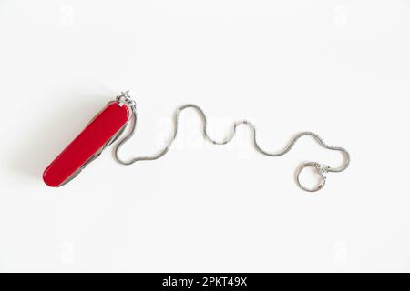 Multifunctional knife on a white background Stock Photo