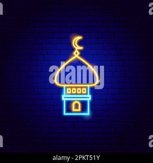 Mosque Islamic Neon Sign Stock Vector