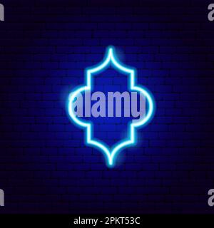 Arabic Decor Neon Sign Stock Vector