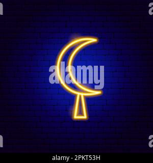 Islamic Moon Neon Sign Stock Vector