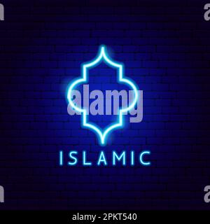 Islamic Neon Label Stock Vector
