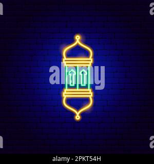 Lantern Ramadan Neon Sign Stock Vector