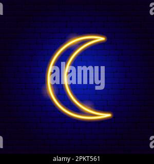Islam Moon Neon Sign Stock Vector