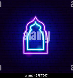 Arabic Window Neon Sign Stock Vector