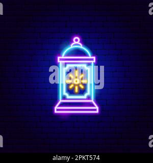 Lantern Arabian Ramadan Neon Sign Stock Vector