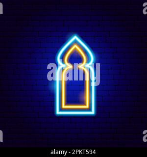Arabic Window Arc Neon Sign Stock Vector