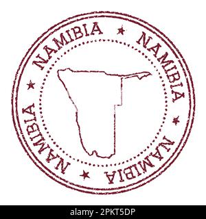 Namibia round rubber stamp with country map. Vintage red passport stamp with circular text and stars, vector illustration. Stock Vector