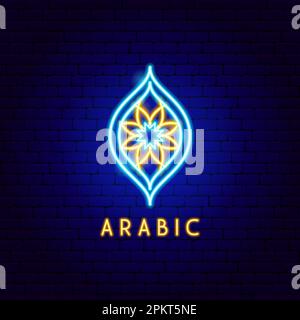 Arabic Neon Label Stock Vector