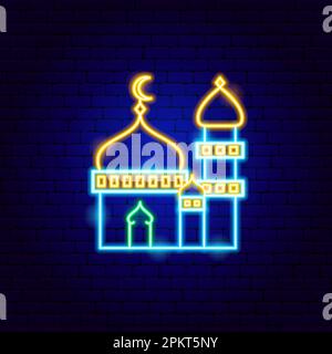 Mosque Ramadan Neon Sign Stock Vector