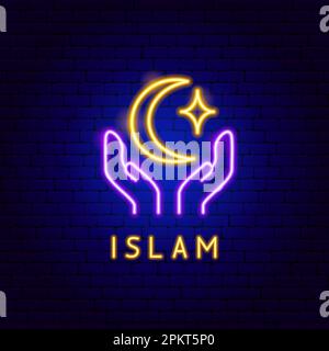 Islam Neon Label Stock Vector