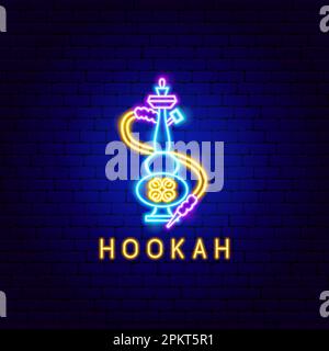 Hookah Neon Label Stock Vector