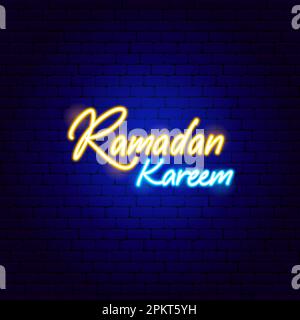 Ramadan Kareem Holiday Neon Text Stock Vector