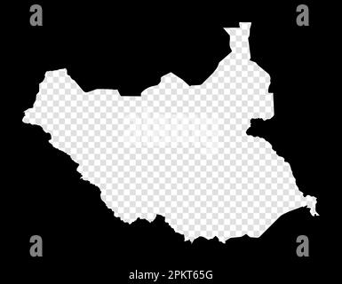 Stencil map of South Sudan. Simple and minimal transparent map of South Sudan. Black rectangle with cut shape of the country. Superb vector illustrati Stock Vector