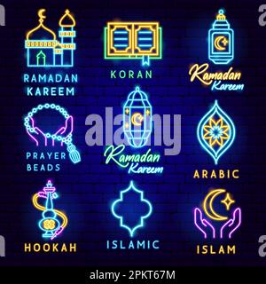 Ramadan Kareem Label Set Stock Vector