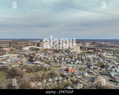 Spring afternoon aerial photo of downtown Providence, Rhode Island Stock Photo