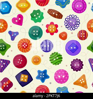 Tailor buttons pattern. Fashioned seamless background with buttons different forms recent vector illustrations Stock Vector