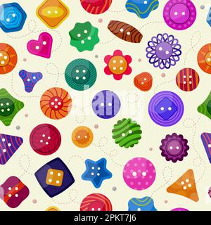 Tailor buttons pattern. Fashioned seamless background with buttons different forms recent vector illustrations Stock Vector