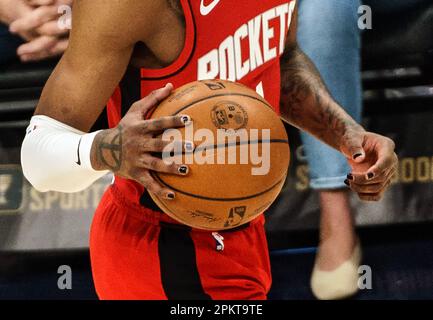 Washington, USA. 09th Apr, 2023. WASHINGTON, DC - APRIL 09: Houston Rockets guard Jalen Green (4) brings the ball up court during a NBA game between the Washington Wizards and the Houston Rockets, on April 09, 2023, at Capital One Arena, in Washington, DC. (Photo by Tony Quinn/SipaUSA) Credit: Sipa USA/Alamy Live News Stock Photo