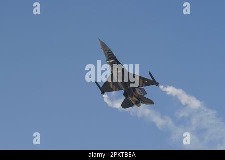 ESKISEHIR, TURKIYE - SEPTEMBER 18, 2022: Turkish Air Force General Dynamics F-16C Fighting Falcon (4R-23) display in Sivrihisar SHG Airshow Stock Photo