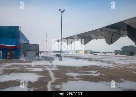 On the tarmac at the airport in Churchill, Manitoba, Canada Stock Photo