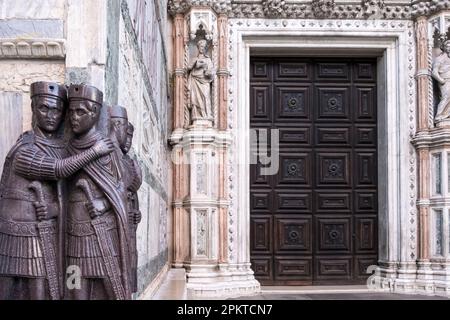 View of the Doge's Palace, a palace built in Venetian Gothic style located at St Mark's Square and one of the main landmarks of the city of Venice Stock Photo