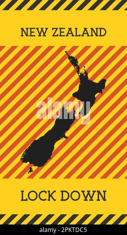 New Zealand Lock Down Sign. Yellow country pandemic danger icon. Vector illustration. Stock Vector