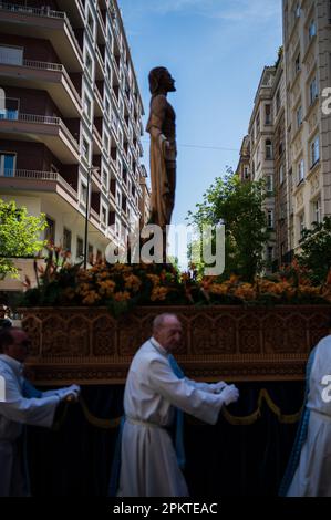 Glorious Encounter (Encuentro Glorioso) procession during Easter Sunday in the streets of Zaragoza, Aragon, Spain Stock Photo