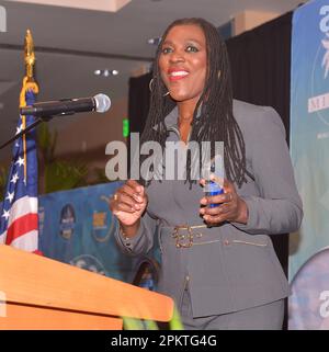 Miramar, USA. 06th Apr, 2023. MIRAMAR, FL - APRIL 06: City of Miramar Commissioner Alexandra P. Davis spek after her swearing-in ceremony for elected official at Miramar Cultural Center on April 06, 2023 in Miramar, Florida. (Photo by JL/Sipa USA) Credit: Sipa USA/Alamy Live News Stock Photo