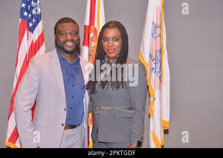 Miramar, USA. 06th Apr, 2023. MIRAMAR, FL - APRIL 06: City of Miramar Commissioner Alexandra P. Davis poses for portrait after her swearing-in ceremony for elected official at Miramar Cultural Center on April 06, 2023 in Miramar, Florida. (Photo by JL/Sipa USA) Credit: Sipa USA/Alamy Live News Stock Photo