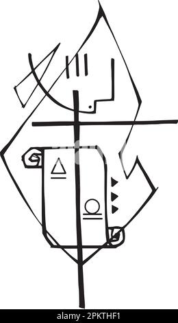 Hand drawn vector illustration or drawing of alpha and omega papyrus Stock Vector