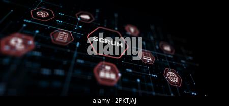 Scrum process software development outline concept. Stock Photo