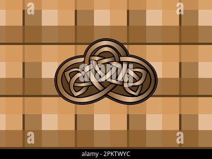 celtic vector illustration, Celtic brooch on tartan Stock Vector