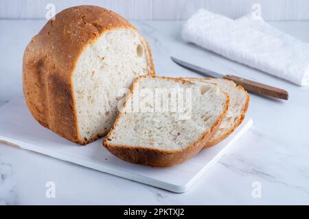 Fresh bread on wooden ground. Freshly Freshly baked bread Stock Photo