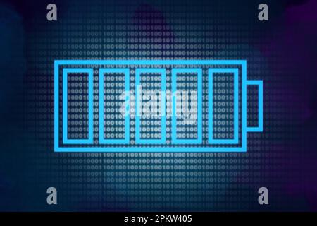 Fully charged battery on color background. Illustration Stock Photo