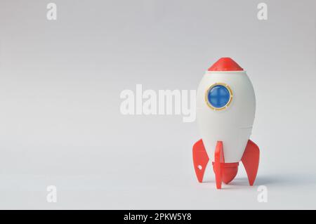 Toy rocket isolated on a white background Stock Photo