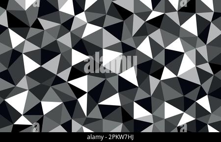 Low poly triangular polygonal style geometrical irregular abstract multi color mosaic background vector illustration in gray black and white color Stock Vector