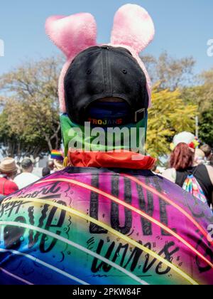 West Hollywood, California, U.S.A. 09th Apr, 2023. The Los Angeles LGBT Center hosts the all-ages Drag March LA in a show of defiance against the tidal wave of more than 400 pieces of anti-LGBTQ  legislation proposed or already enacted by Republican-controlled state legislatures.(Credit Image: © Brian Cahn/ZUMA Press Wire) EDITORIAL USAGE ONLY! Not for Commercial USAGE! Credit: ZUMA Press, Inc./Alamy Live News Stock Photo