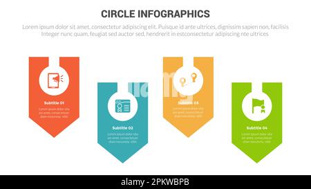 circle base infographics template diagram banner with badge unbalanced line and 4 point step creative design vector Stock Photo