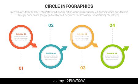 circle base infographics template diagram banner with timeline right direction and 4 point step creative design vector Stock Photo