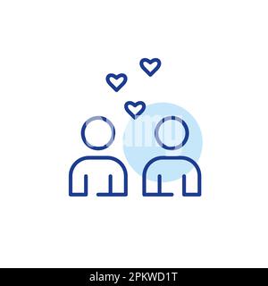 Two users exchanging likes. Finding match on dating app. Romantic relationships. Pixel perfect, editable stroke icon Stock Vector