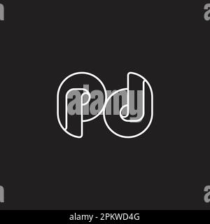 letter dp circle linked thin outline geometric logo vector Stock Vector