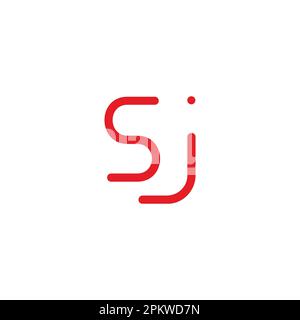 letter sj thin line simple dot logo vector Stock Vector