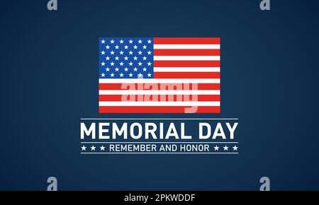 Memorial day - remember and honor. Usa memorial day celebration. Vector template for banner, greeting card, poster with background. Vector illustratio Stock Vector