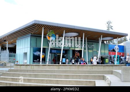 Vancouver, Canada 2023 View of entrance of Vancouver Aquarium in Stanley Park. High quality photo Stock Photo